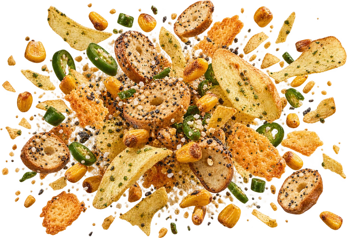 After Hours: Everything Bagel Chips, Jalapeño Kettle Crumble, Parmesan Crisps, Toasted Corn Nuts