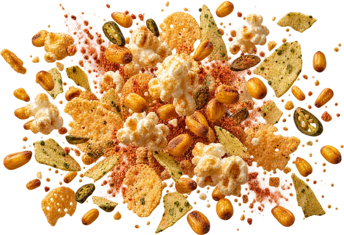Elote Era: Toasted Corn Nuts, Kettle Corn, Parmesan Crisps, Jalapeño Kettle Crumble