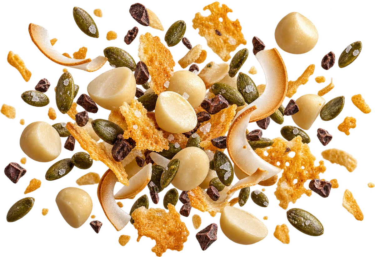 Keto Club: Macadamia Halves, Parmesan Crisps, Salted Pepitas, Toasted Coconut Chips, Raw Cacao Nibs