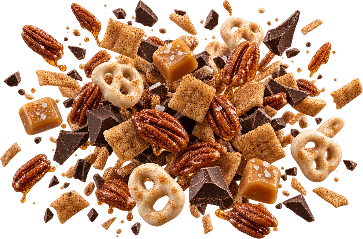 Sweater Weather: Maple Bourbon Pecans, Cinna Squares, Dark Choc Chunks, PSL Pretzels, Caramel Bits