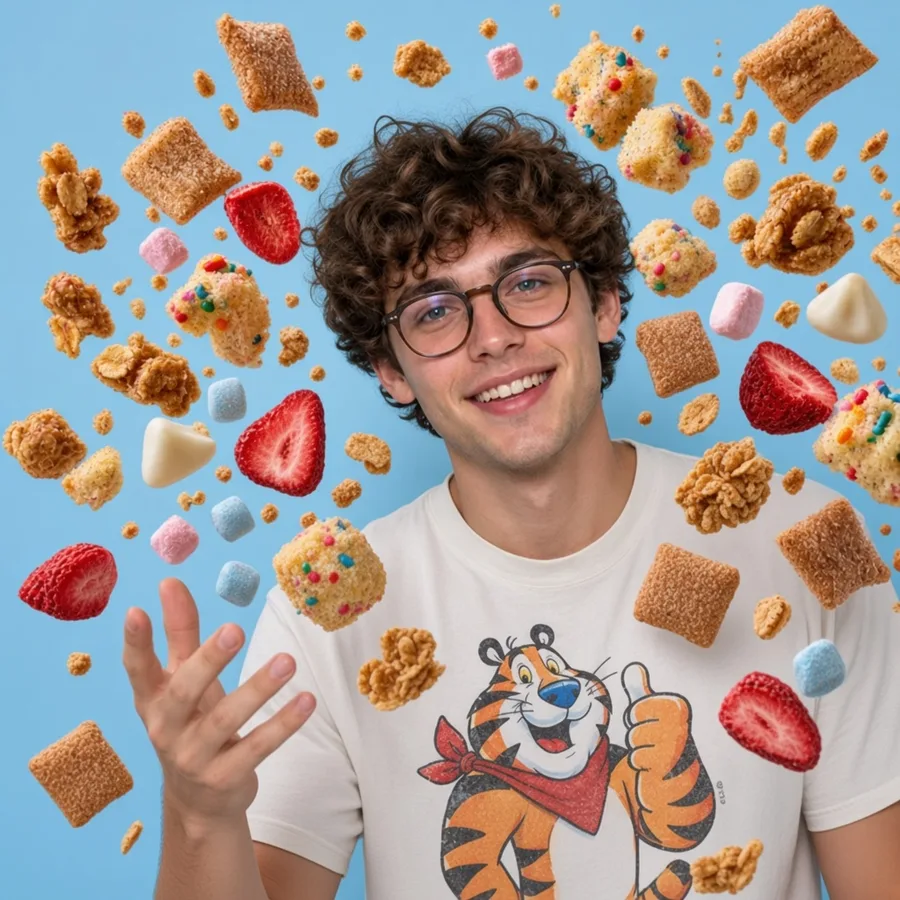 George Park, with the ingredients of Cereal Killer mid-air