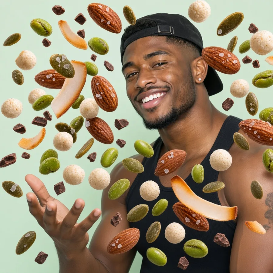 Kai Bennett, with the ingredients of Gym Arc mid-air